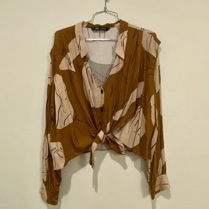 Zara Figure Tie Front Shirt